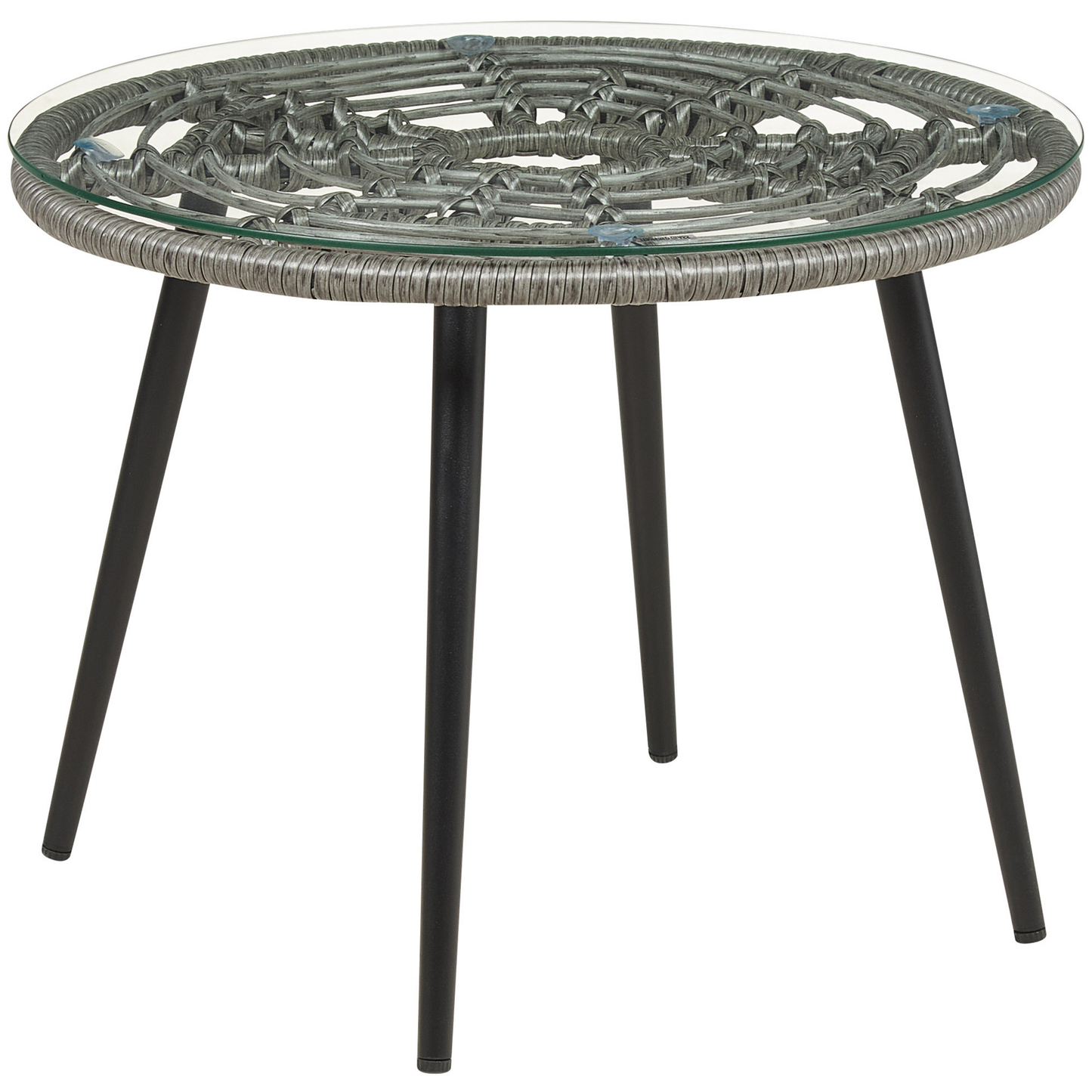 Bistro Set inkl. Kissen LAURETO Polyrattan Grau