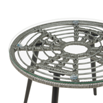 Bistro Set inkl. Kissen LAURETO Polyrattan Grau