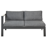 Lounge Set Kunstholz schwarz 5-Sitzer Auflagen beige mit zusätzlichen Bezügen grau MESSINA
