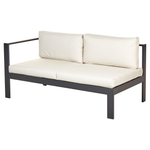 Lounge Set Kunstholz schwarz 5-Sitzer Auflagen beige mit zusätzlichen Bezügen grau MESSINA