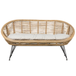 Lounge Set mit Tisch 3-Sitzer MARATEA/CESENATICO Rattan Naturfarben