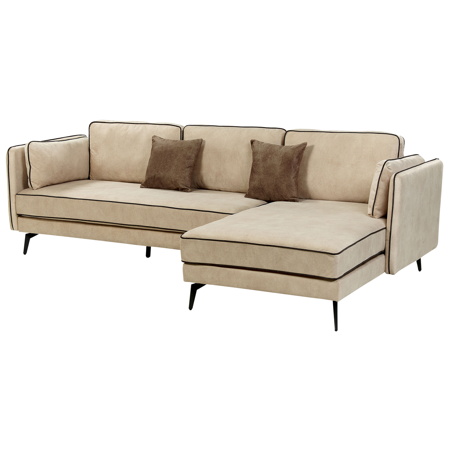 3-Sitzer Ecksofa Samtstoff beige linksseitig ALTAN