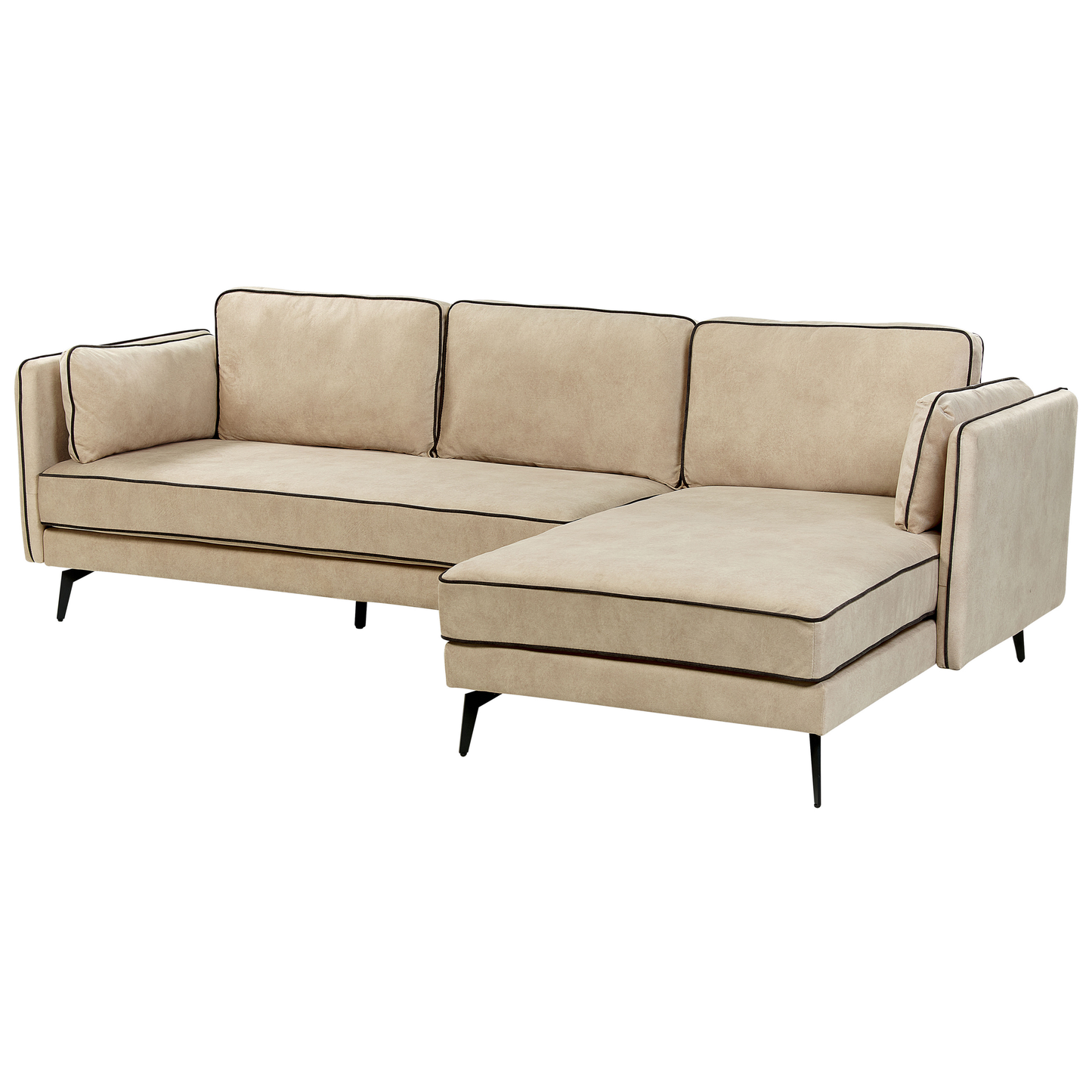 3-Sitzer Ecksofa Samtstoff beige linksseitig ALTAN