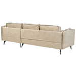 3-Sitzer Ecksofa Samtstoff beige linksseitig ALTAN