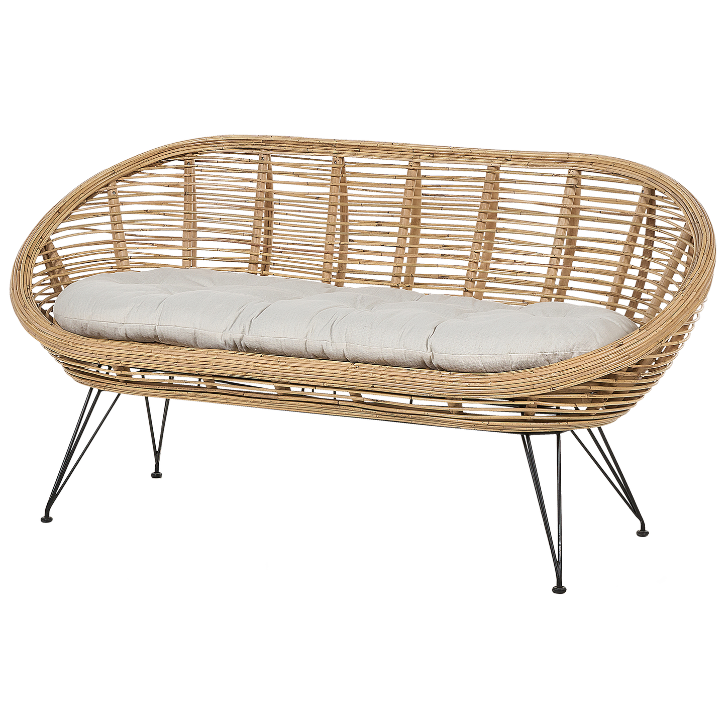 Lounge Set mit Tisch 3-Sitzer MARATEA/CESENATICO Rattan Naturfarben