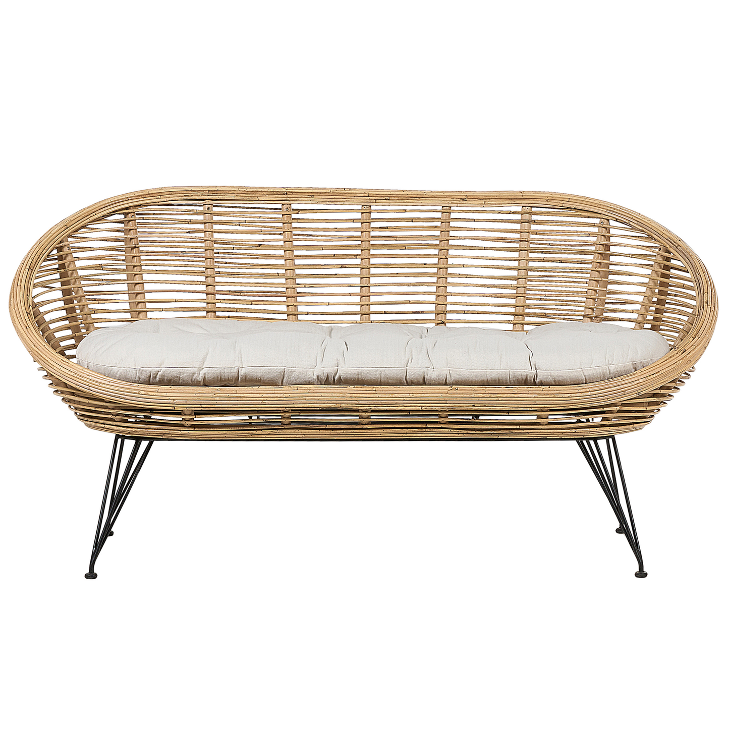 Gartensofa Set 4-Sitzer MARATEA Rattan Naturfarben