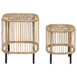 Lounge Set mit Tisch 4-Sitzer MARATEA/CESENATICO Rattan Naturfarben