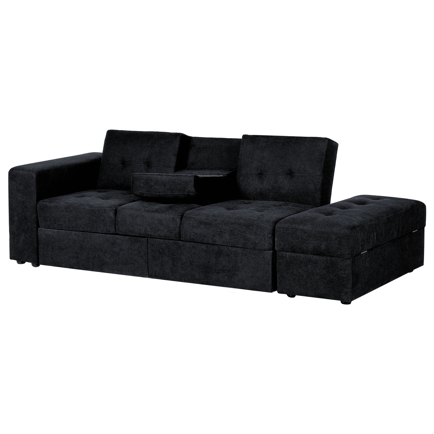 3-Sitzer Schlafsofa schwarz mit Stauraum Ottomane FALSTER