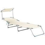 Gartenliege Stahl creme Sonnendach verstellbar FOLIGNO