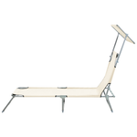 Gartenliege Stahl creme Sonnendach verstellbar FOLIGNO