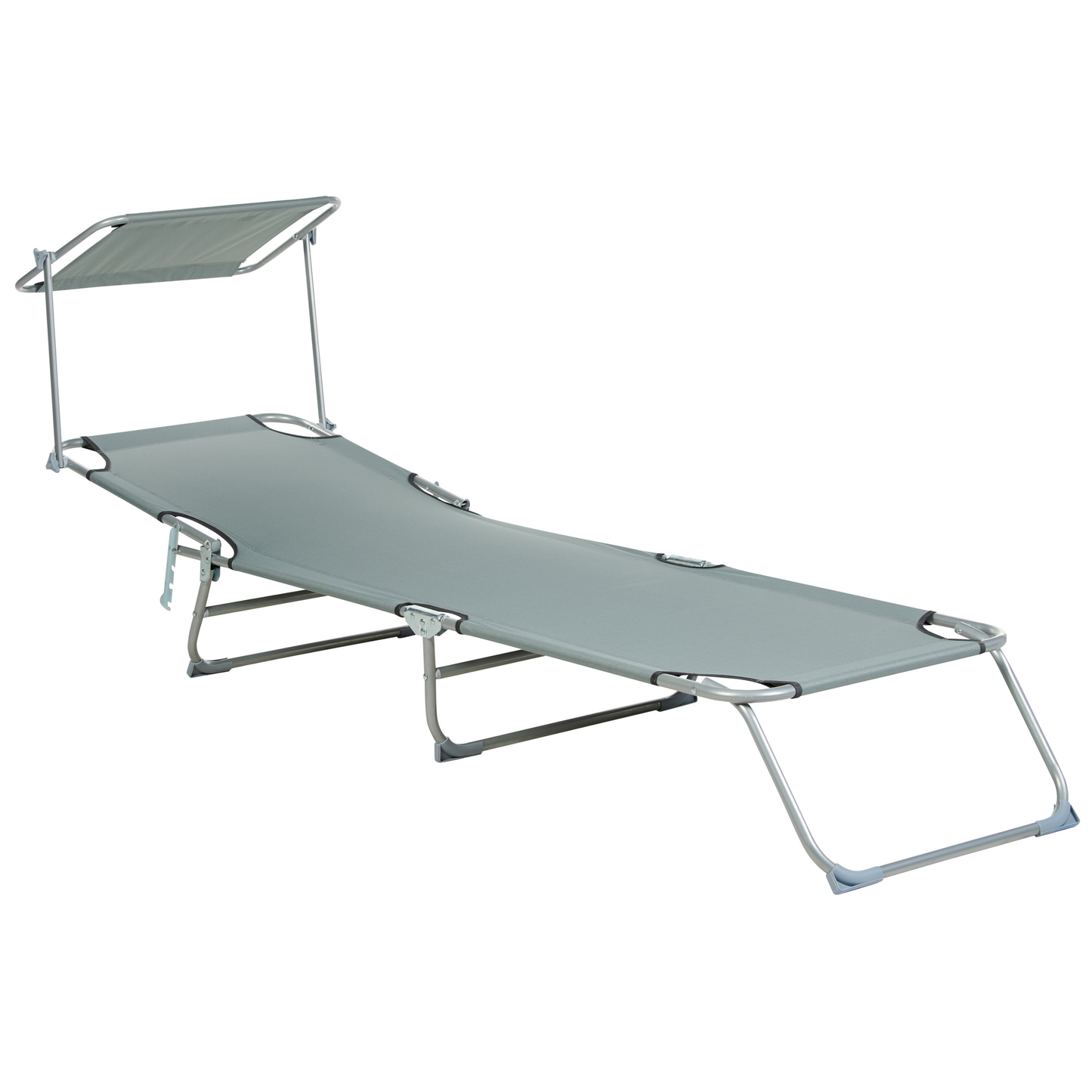 Gartenliege Stahl grau Sonnendach verstellbar FOLIGNO