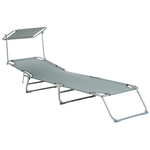 Gartenliege Stahl grau Sonnendach verstellbar FOLIGNO