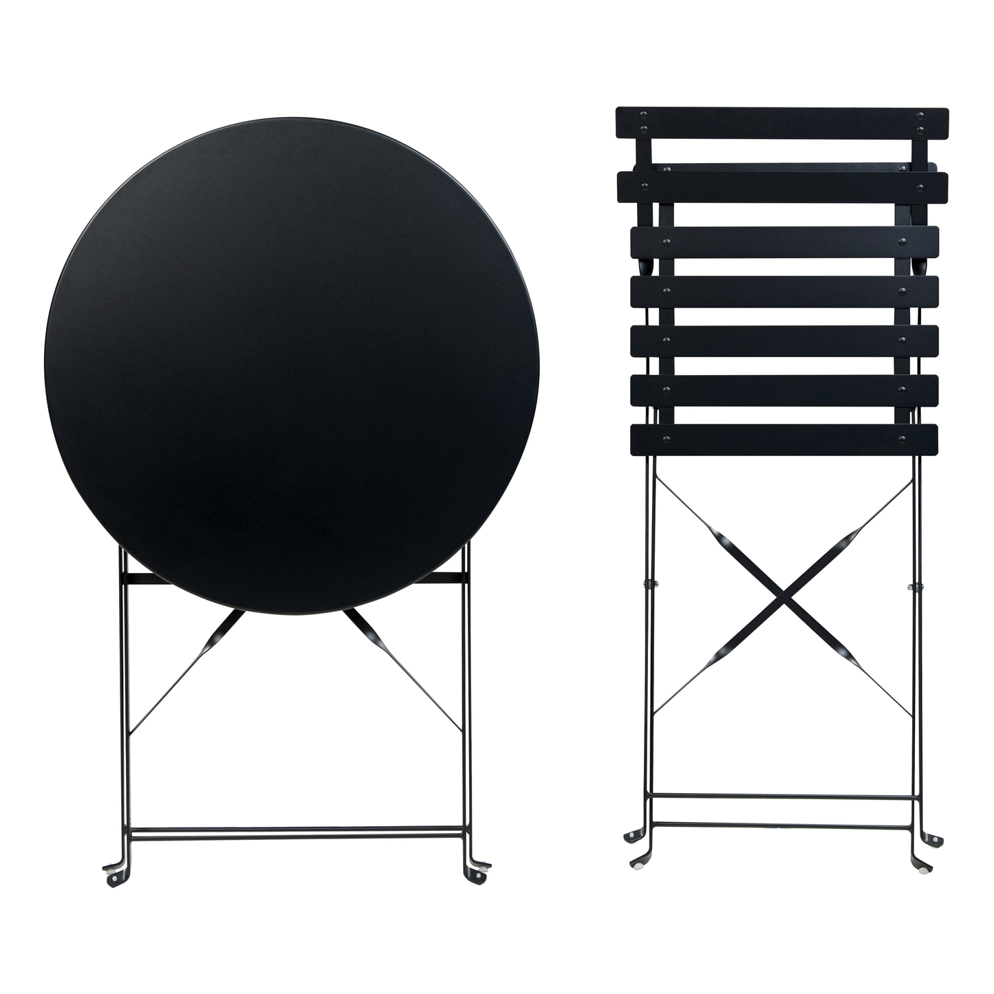 Bistro Set klappbar FIORI Metall Schwarz