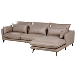 3-Sitzer Ecksofa Kunstwildleder hellbraun linksseitig GALLO