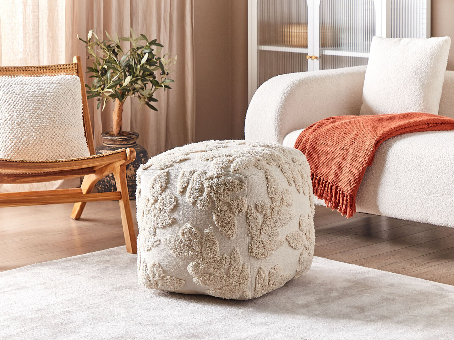 Pouf Baumwolle beige 45 x 45 x 45 cm MULTAN