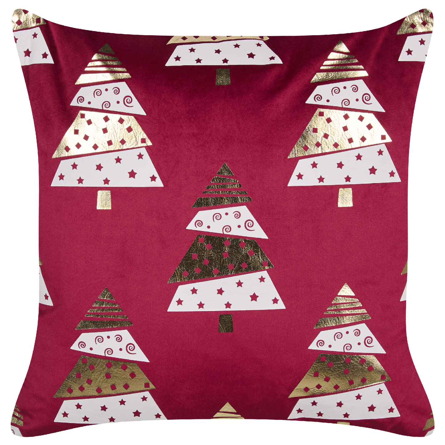 Dekokissen 2er Set GOLDSPRUCE Samtstoff 45 x 45 cm Rot Weihnachtsmotiv