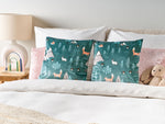 Kinderkissen aus Samt mit Waldmotiv 45 x 45 cm Mintgrün 2er Set FOOTHILL
