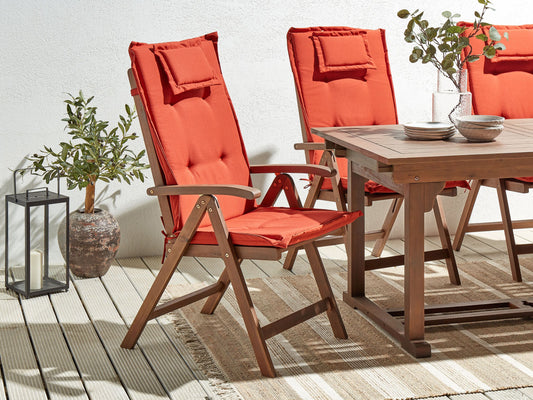 Set mit 2 Stühlen und Sitzkissen AMANTEA Akazienholz Rot