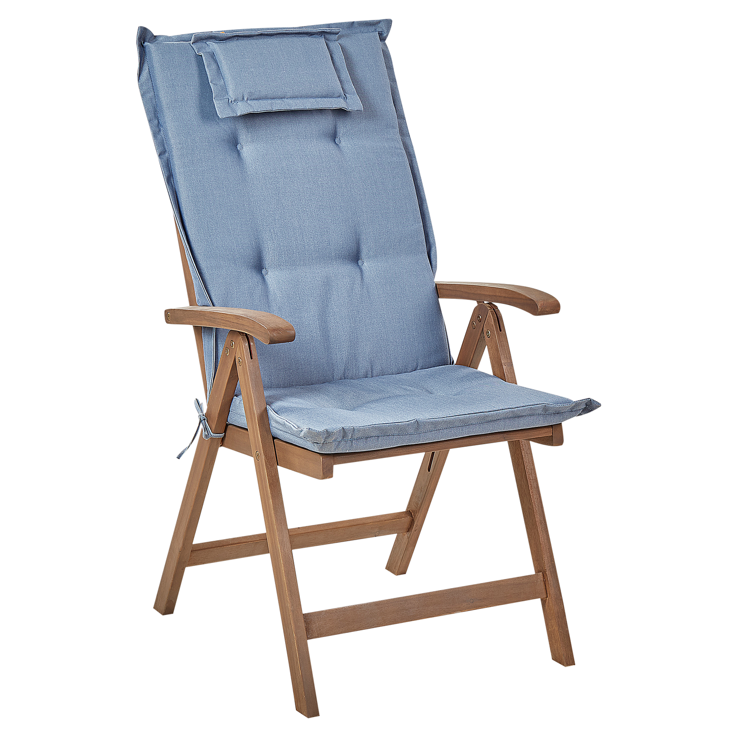 Set mit 6 Stühlen und Sitzkissen AMANTEA Akazienholz Blau