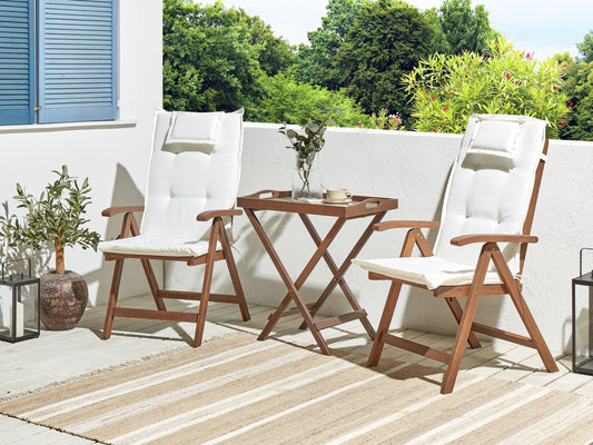 Bistro Set inkl. Kissen klappbar AMANTEA Holz Cremeweiss