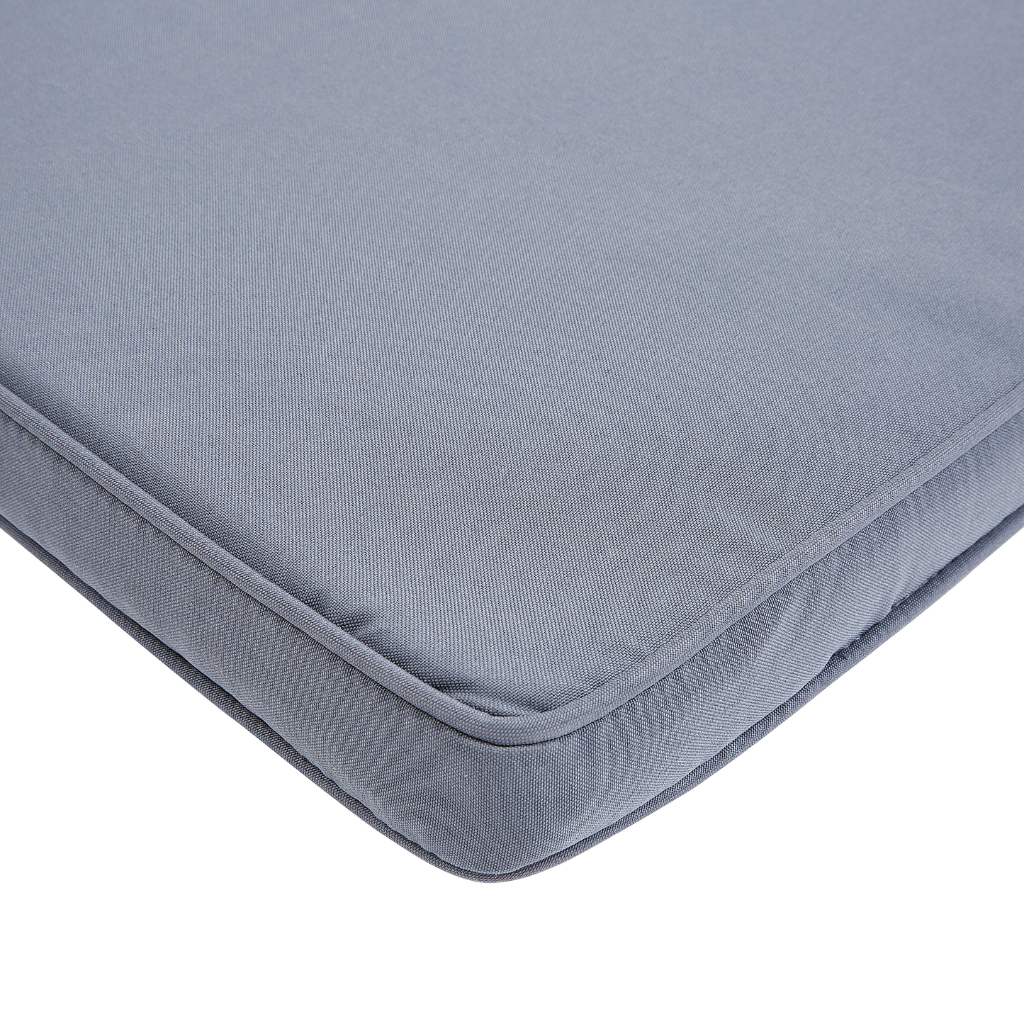 Gartenliege Akazienholz dunkelbraun Auflage blau rollbar AMANTEA