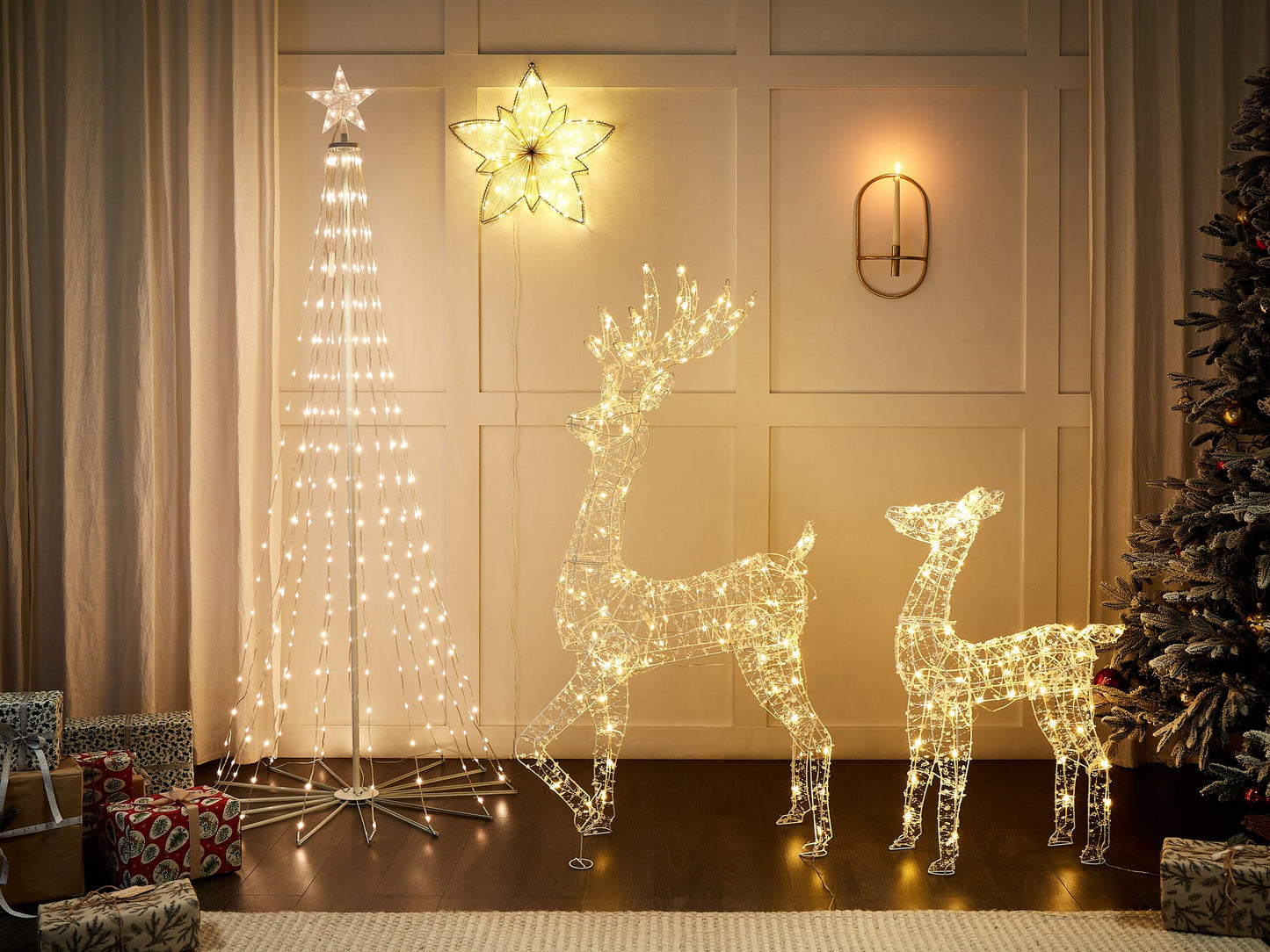 Outdoor Weihnachtsbeleuchtung LED silber Reh 92 cm HAFNIR