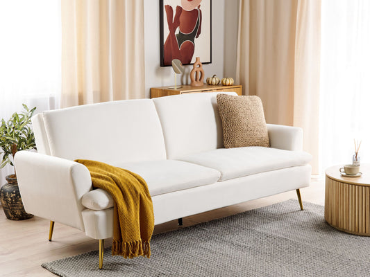 Schlafsofa 3-Sitzer Samtstoff Cremeweiss VETTRE