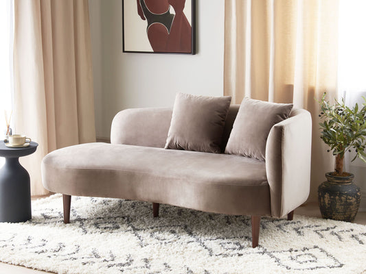 Chaiselongue Samtstoff taupe rechtsseitig CHAUMONT