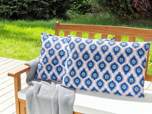 Gartenkissen 2er Set CERIANA Tiermuster 40 x 60 cm Blau