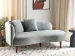 Chaiselongue Samtstoff hellgrau linksseitig CHAUMONT