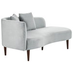 Chaiselongue Samtstoff hellgrau linksseitig CHAUMONT
