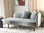 Chaiselongue Samtstoff hellgrau rechtsseitig CHAUMONT
