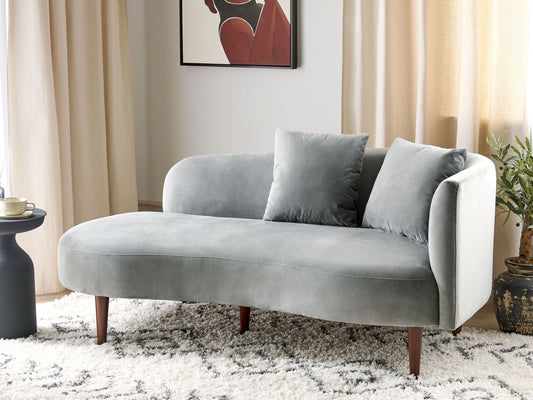 Chaiselongue Samtstoff hellgrau rechtsseitig CHAUMONT