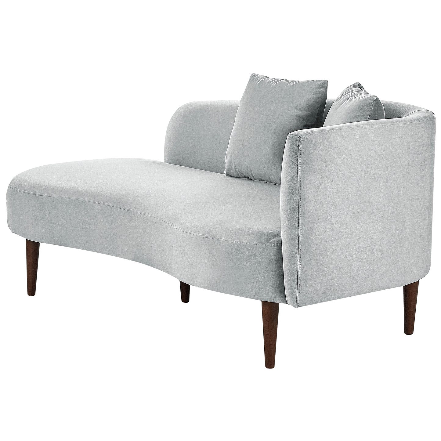 Chaiselongue Samtstoff hellgrau rechtsseitig CHAUMONT