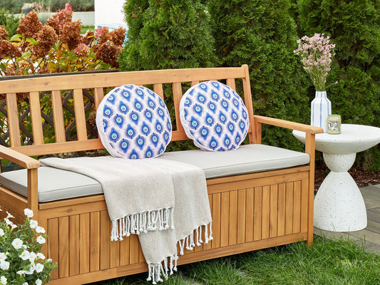 Gartenkissen 2er Set CERIANA Tiermuster 40 x 40 cm Blau