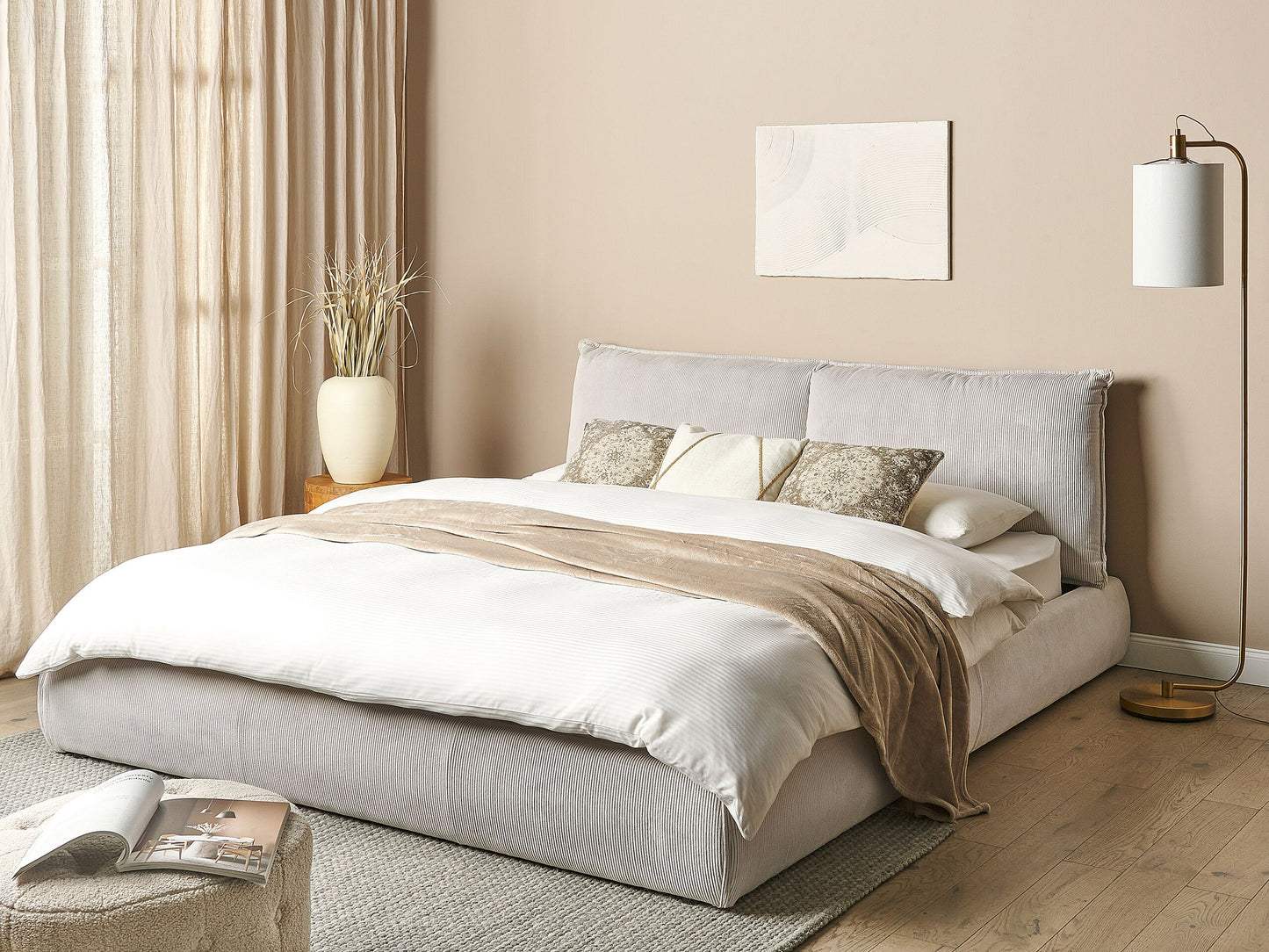 Wasserbett Cord VINAY 180 x 200 cm Hellbeige