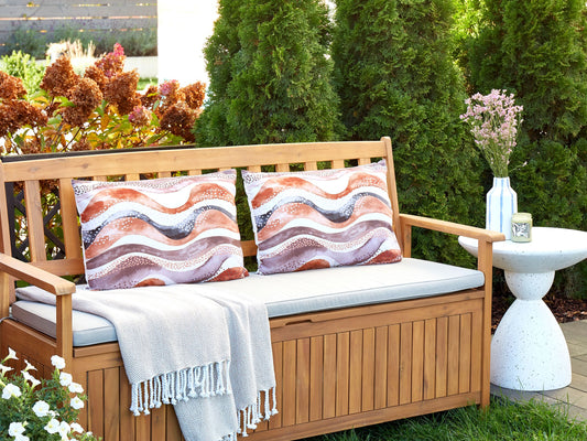 Gartenkissen 2er Set SEBORGA Abstraktes Muster 40 x 60 cm Braun
