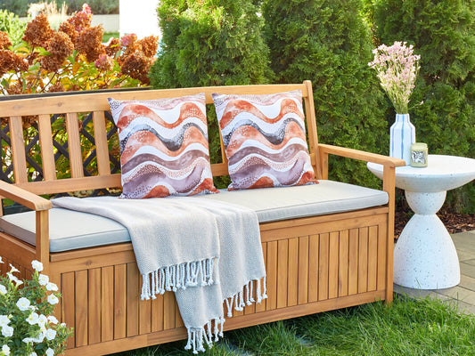 Gartenkissen 2er Set SEBORGA Abstraktes Muster 45 x 45 cm Braun