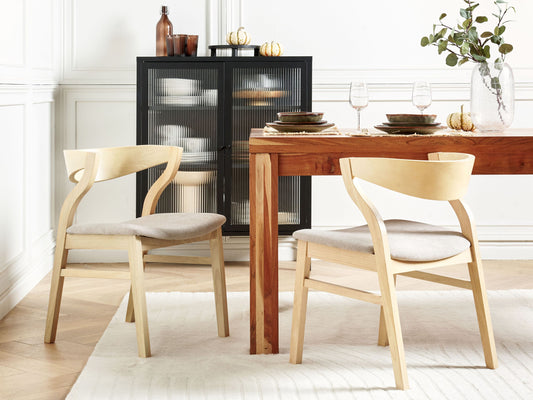 Esszimmerstuhl 2er Set MAROA Holz Beige
