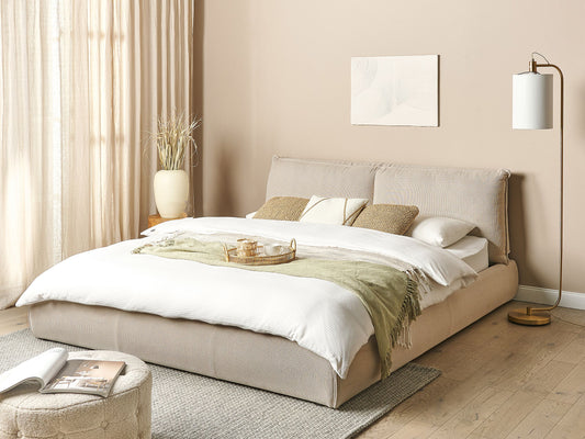Wasserbett Stoff VINAY 180 x 200 cm Beige