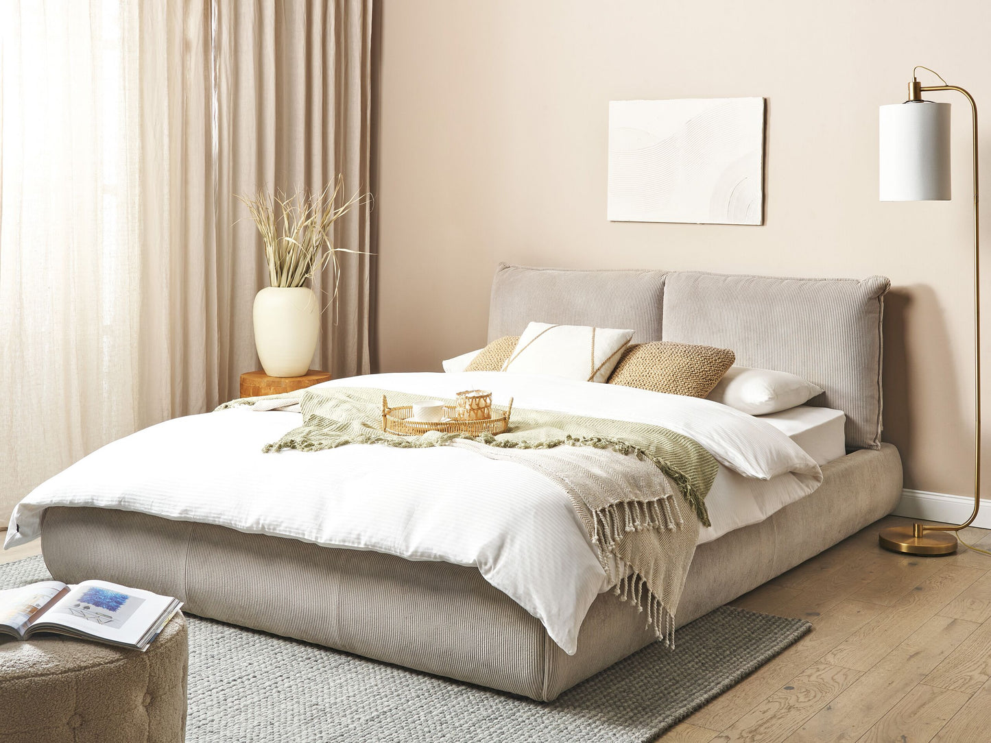 Wasserbett Cord VINAY 160 x 200 cm Taupe