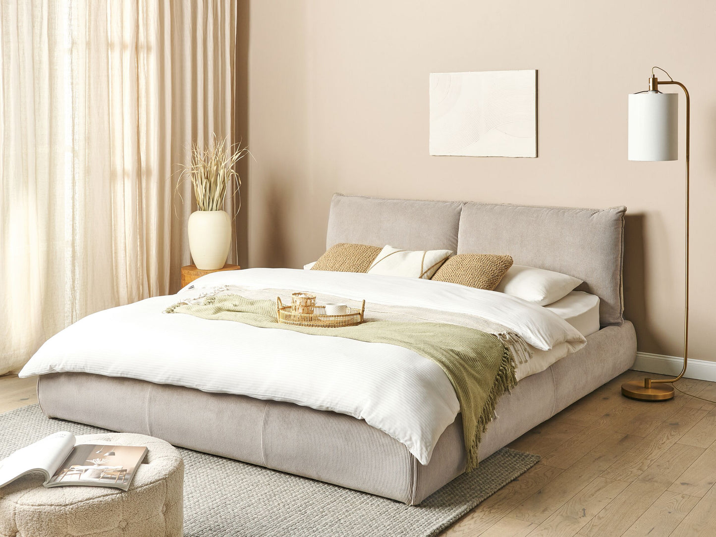 Wasserbett Cord VINAY 180 x 200 cm Taupe