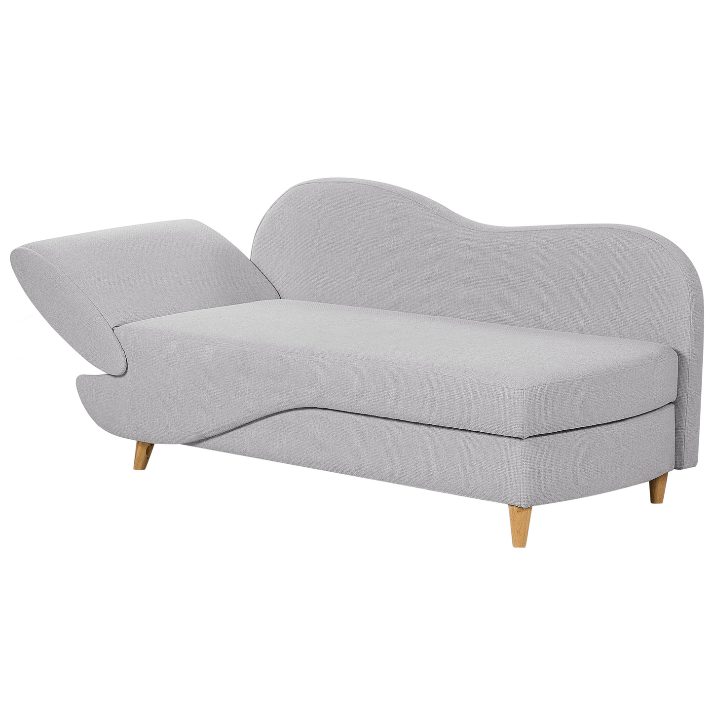 Chaiselongue Leinenoptik hellgrau mit Bettkasten linksseitig MERI II