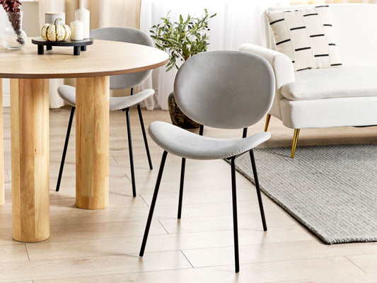 Esszimmerstuhl 2er Set LUANA Samtstoff Hellgrau