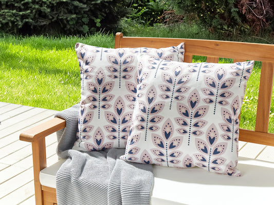 Gartenkissen 2er Set TORRETTA Pflanzenmuster 45 x 45 cm Creme