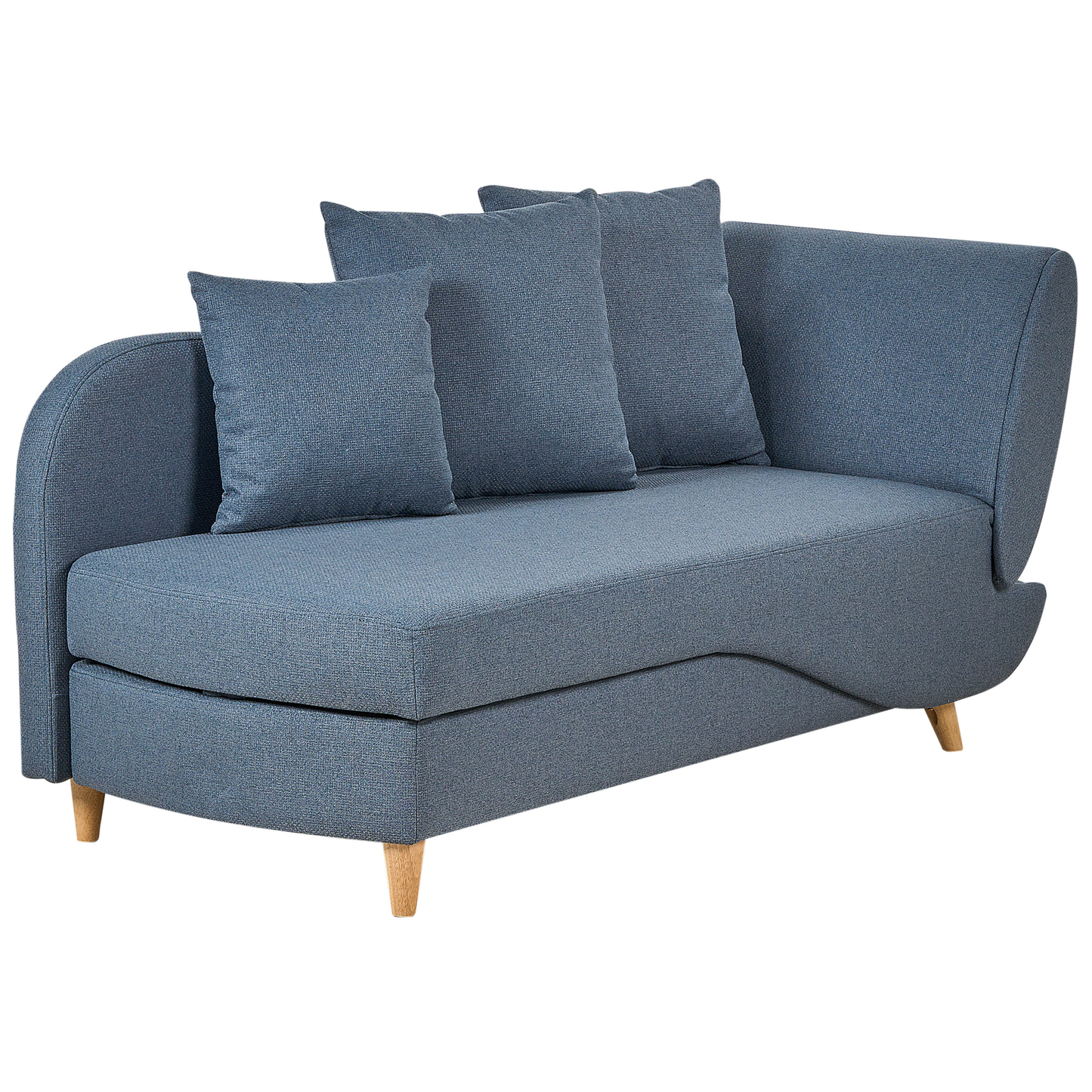 Chaiselongue Leinenoptik dunkelblau mit Bettkasten rechtsseitig MERI II