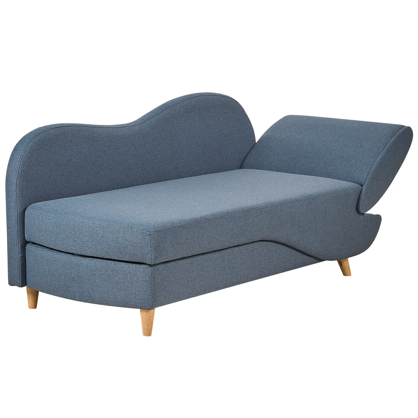 Chaiselongue Leinenoptik dunkelblau mit Bettkasten rechtsseitig MERI II