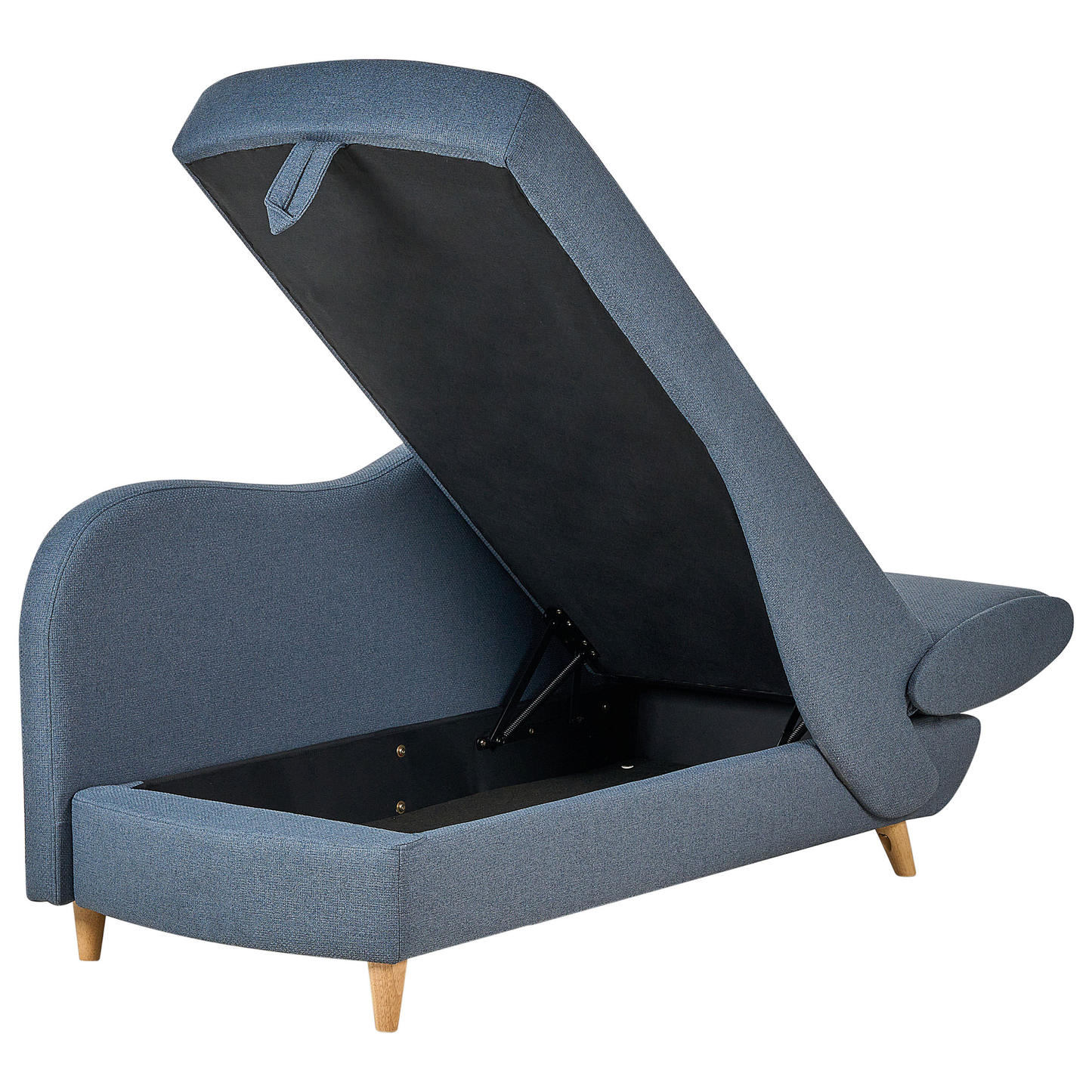 Chaiselongue Leinenoptik dunkelblau mit Bettkasten rechtsseitig MERI II