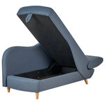 Chaiselongue Leinenoptik dunkelblau mit Bettkasten rechtsseitig MERI II