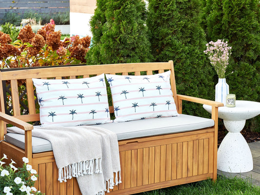 Gartenkissen 2er Set MOLTEDO Streifenmuster 40 x 60 cm Weiss